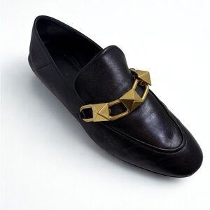 Valentino Garavani Black Loafers with Gold Studs